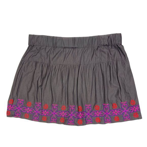 American Eagle Skater Skirt Women Large Gray Embroidered Elasticwaist Fall Skirt - Picture 3 of 8